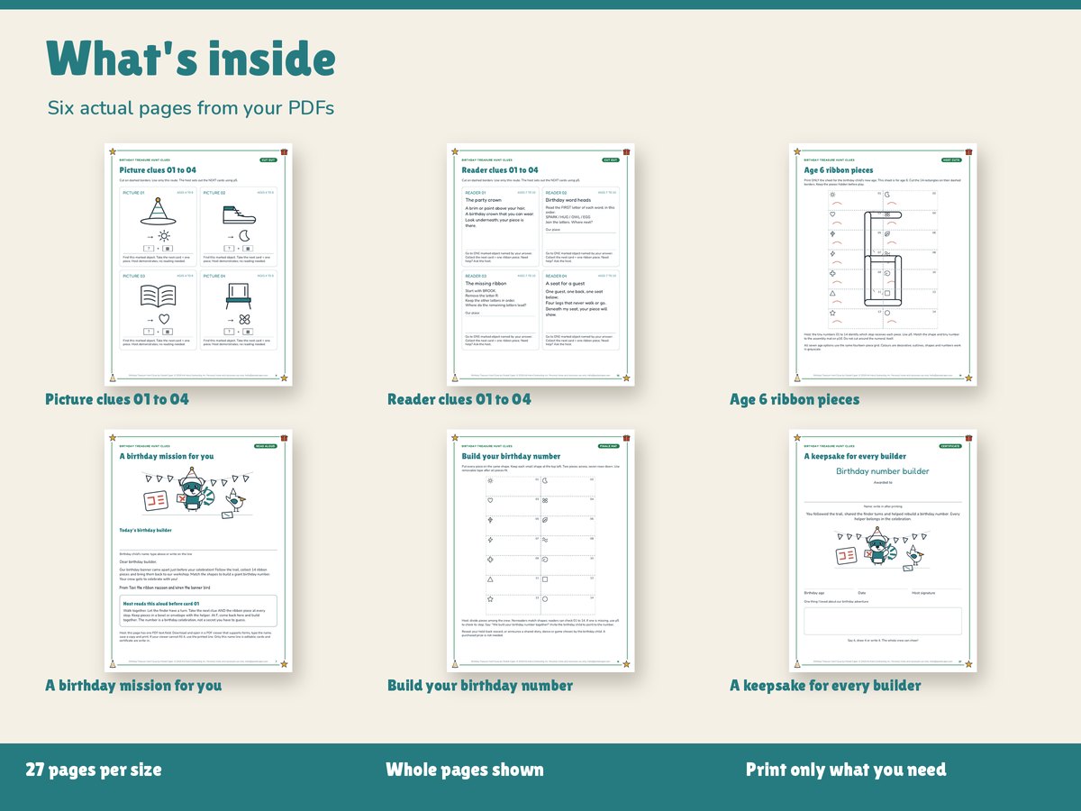 Real pages included in the kit
