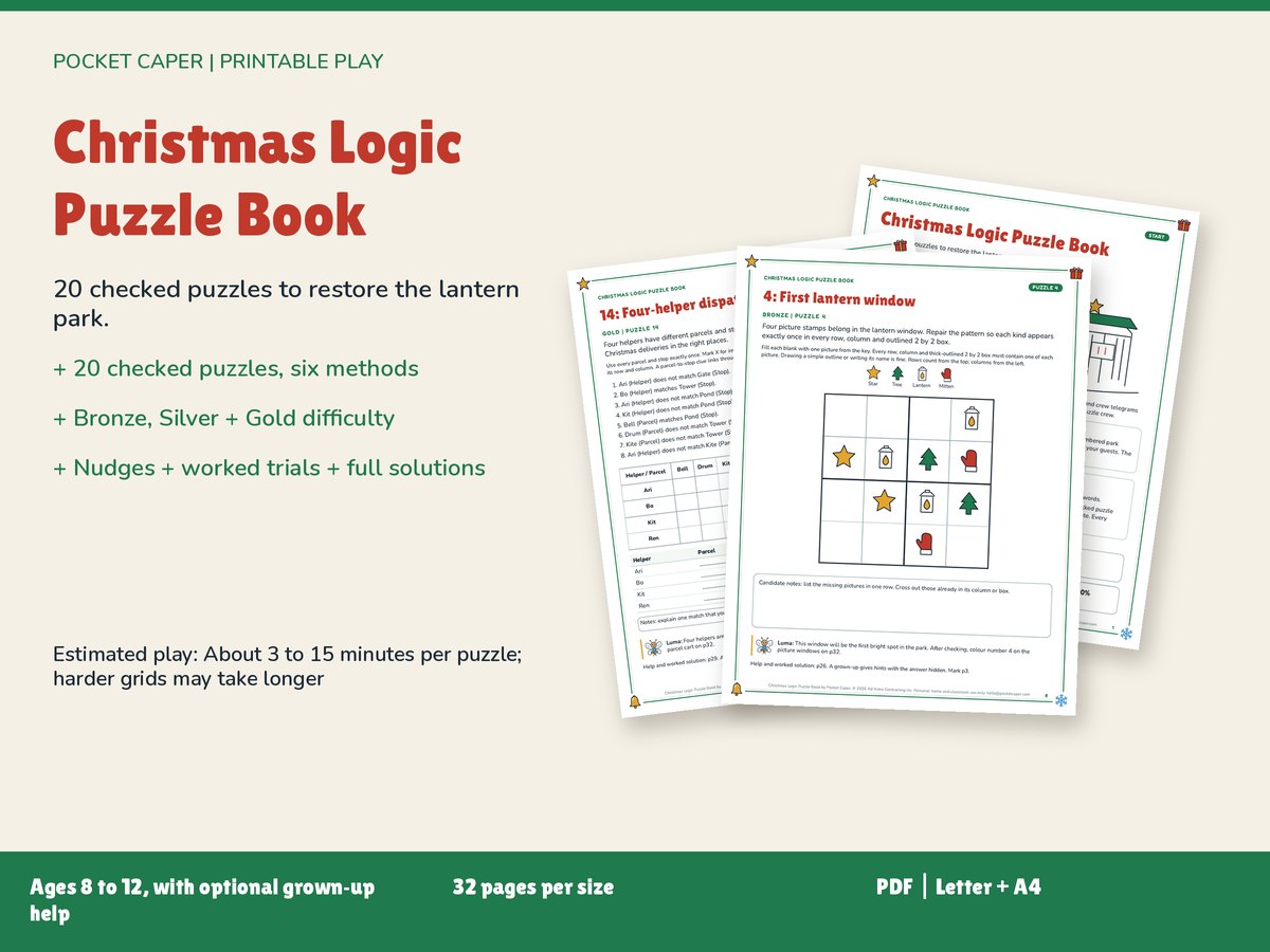 Christmas Logic Puzzle Book: real printable pages