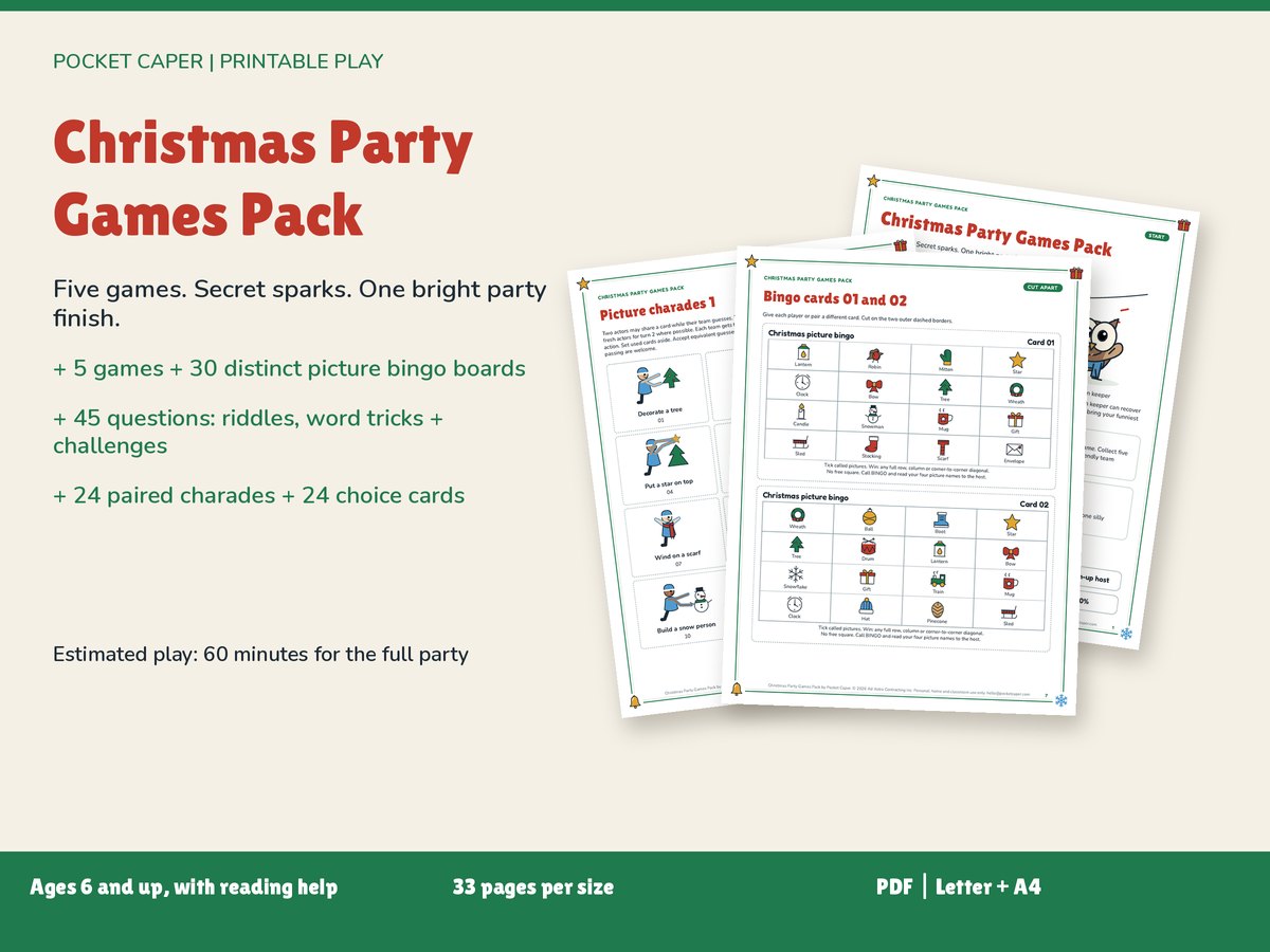 Christmas Party Games Pack: real printable pages