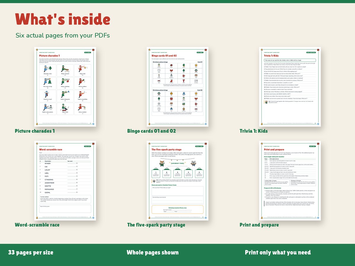 Real pages included in the kit