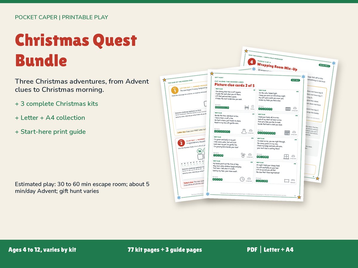 Christmas Quest Bundle: real printable pages