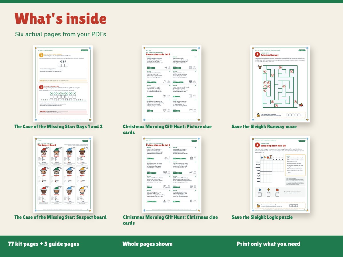 Real pages included in the kit