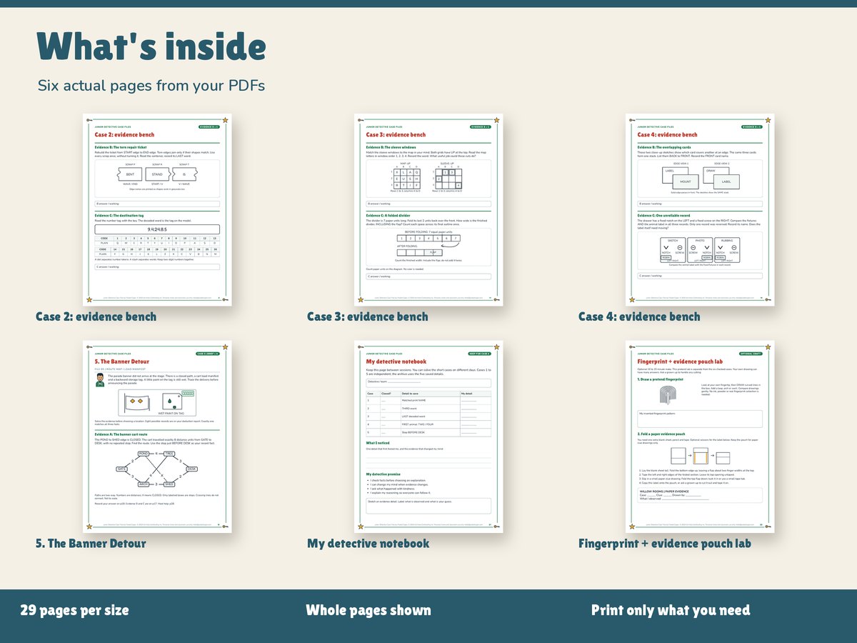 Real pages included in the kit