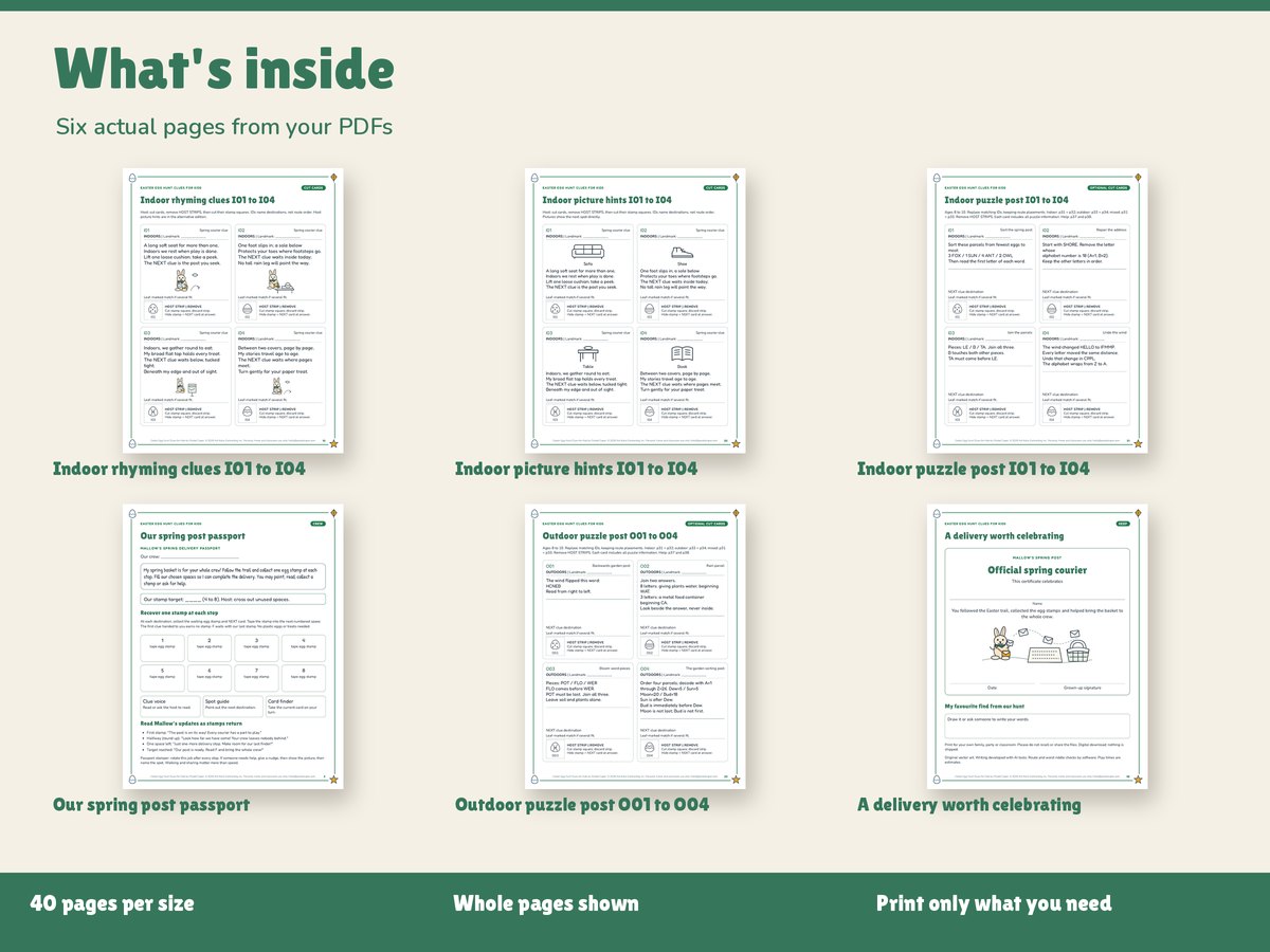 Real pages included in the kit