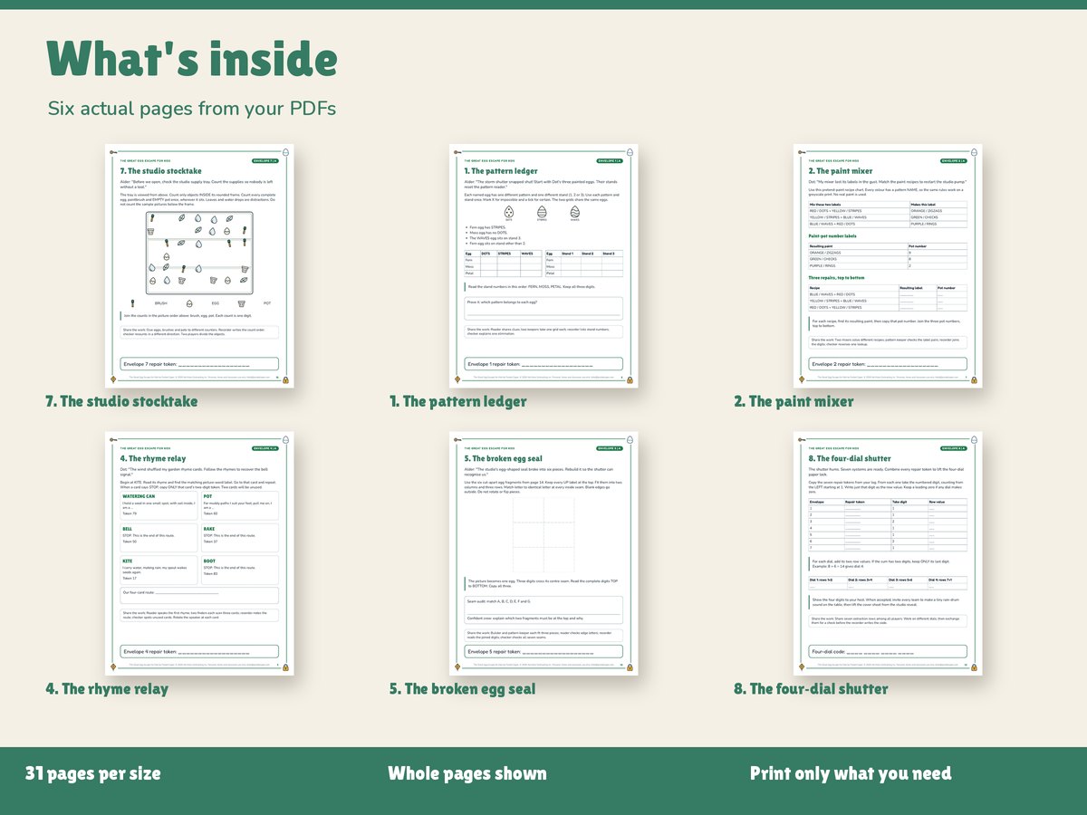 Real pages included in the kit