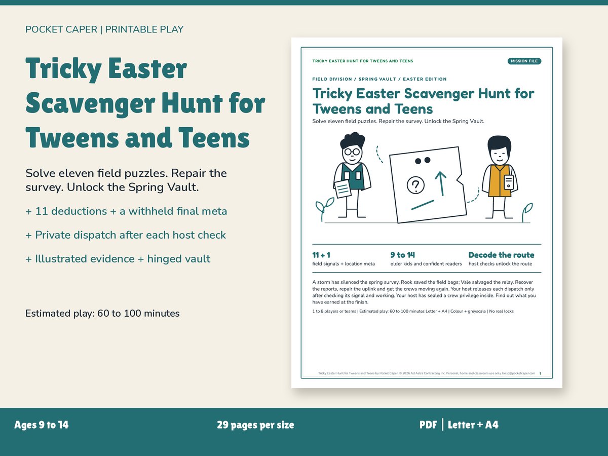 Tricky Easter Scavenger Hunt for Tweens and Teens: real printable pages