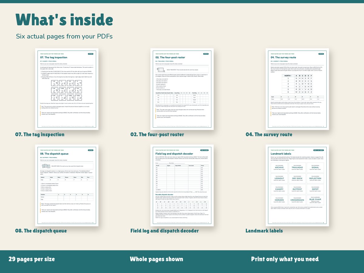 Real pages included in the kit