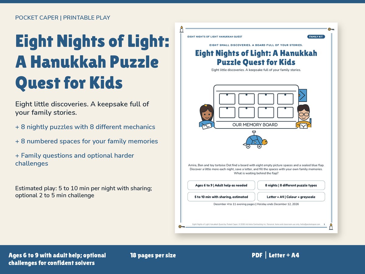 Eight Nights of Light: A Hanukkah Puzzle Quest for Kids: real printable pages