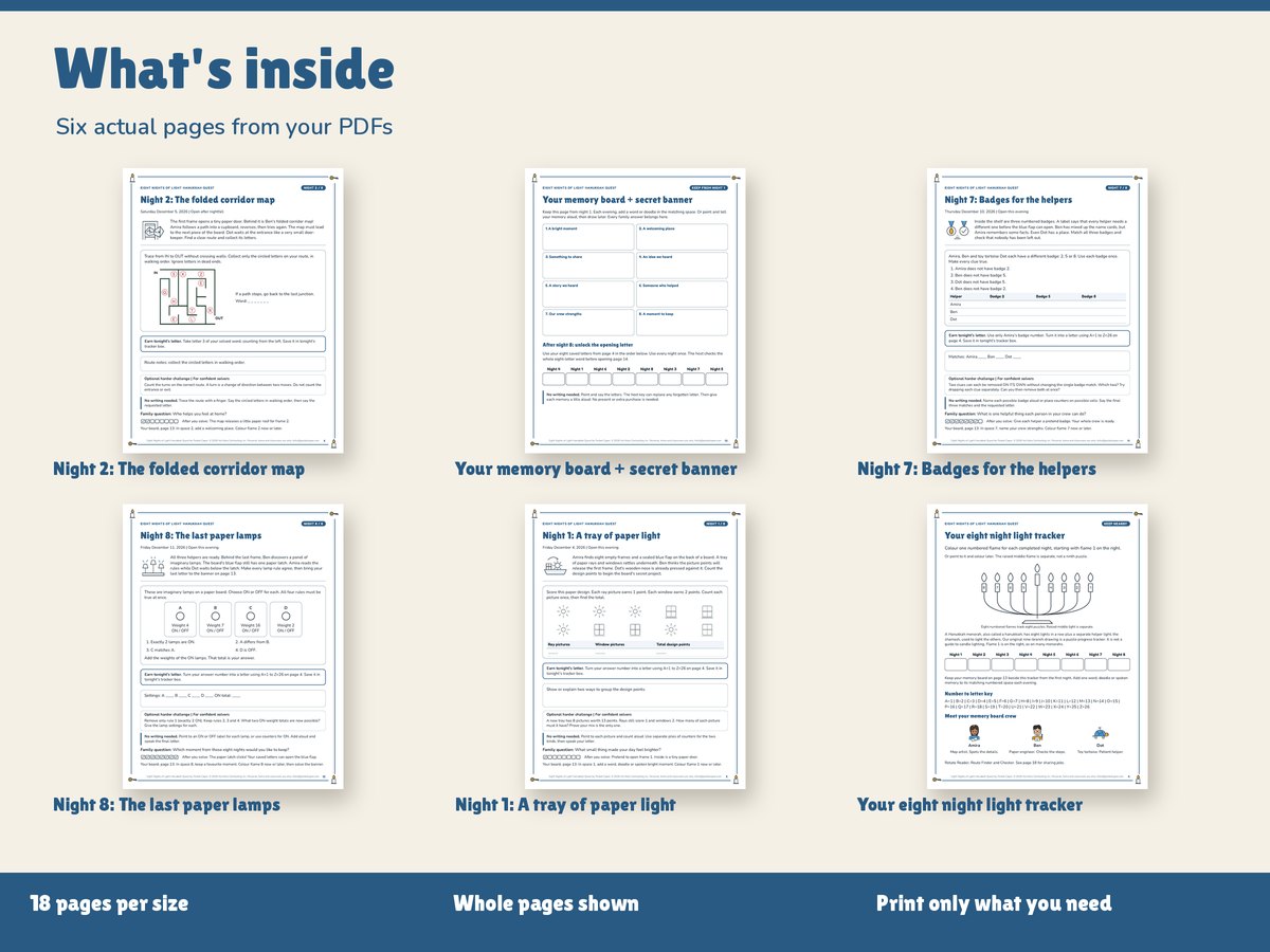 Real pages included in the kit