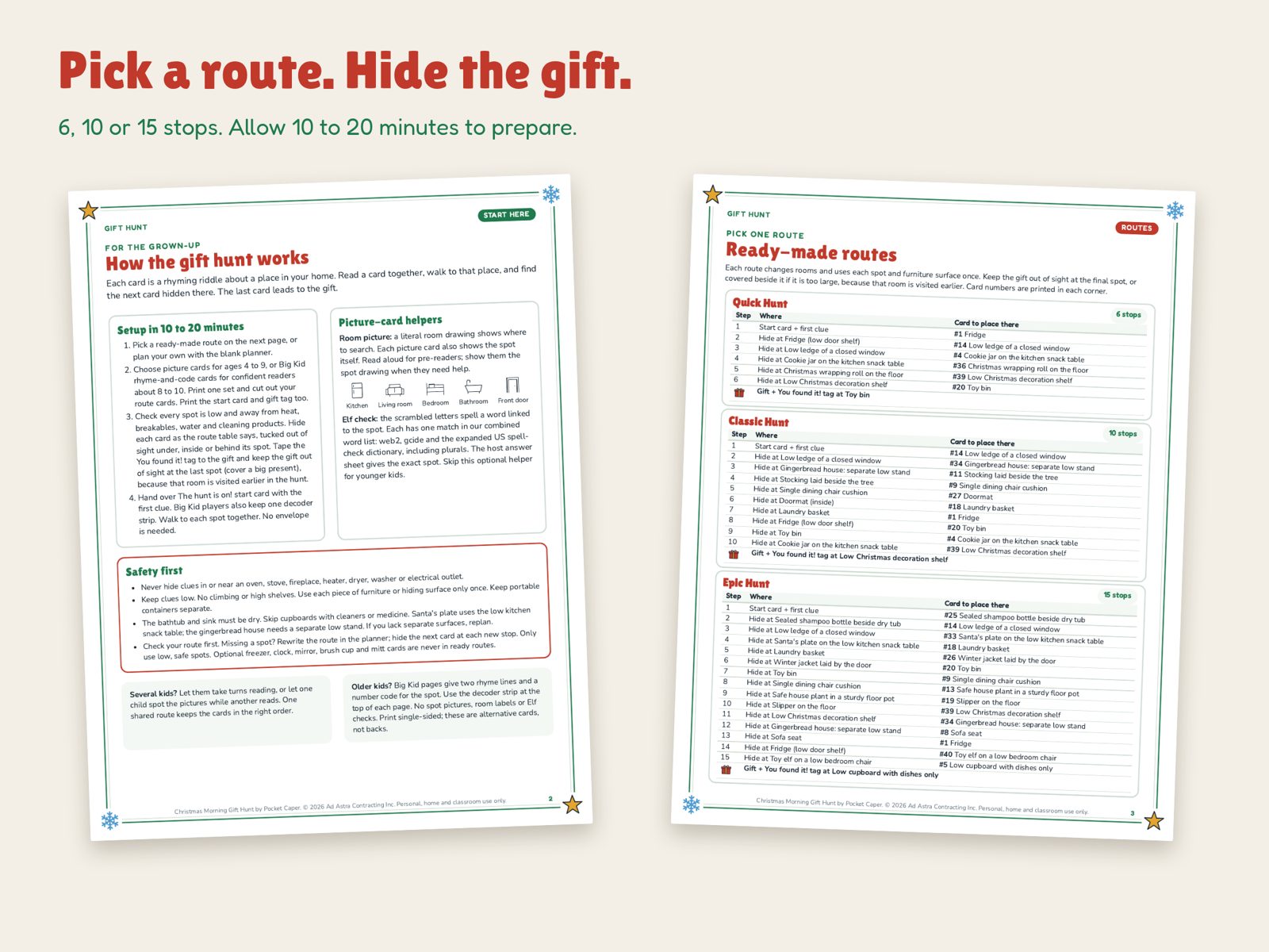 Setup steps and ready-made route table