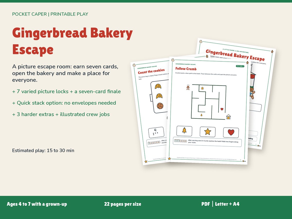 Gingerbread Bakery Escape: real printable pages