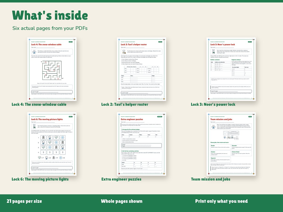 Real pages included in the kit