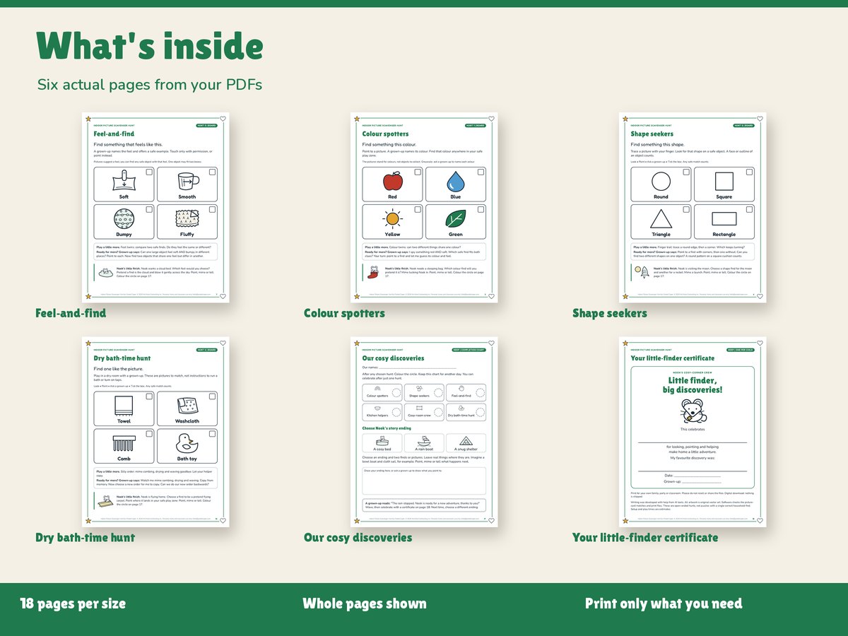 Real pages included in the kit