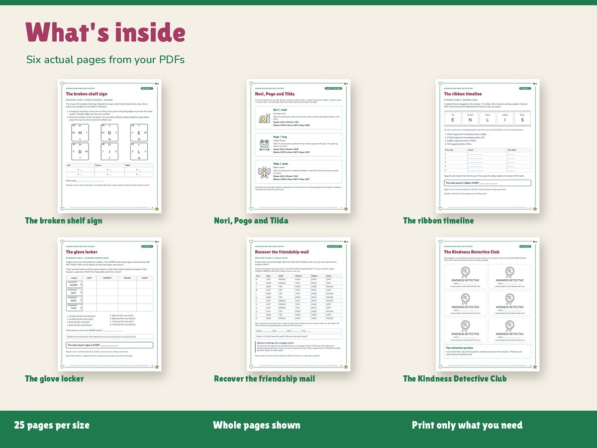 Real pages included in the kit