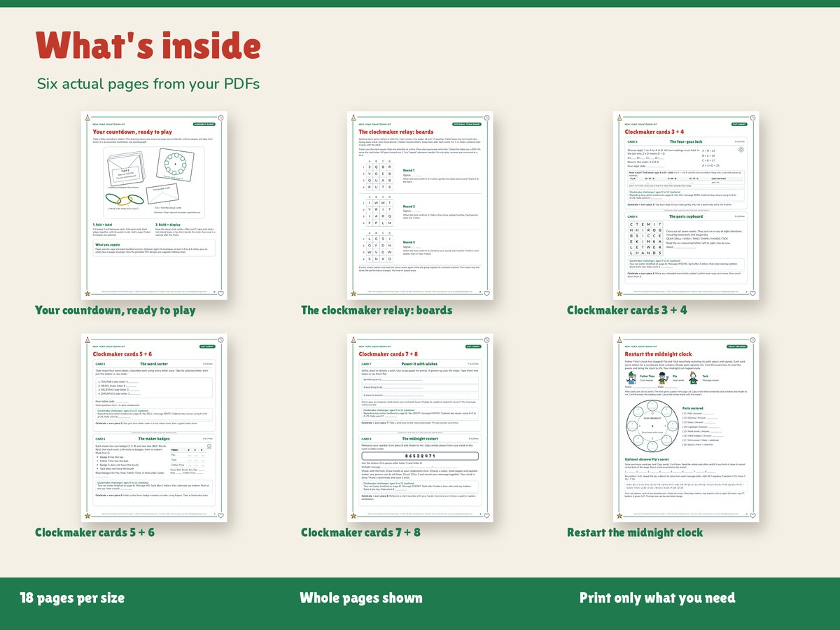 Real pages included in the kit