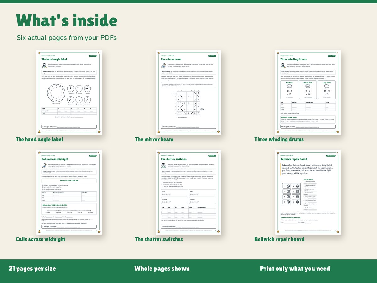 Real pages included in the kit