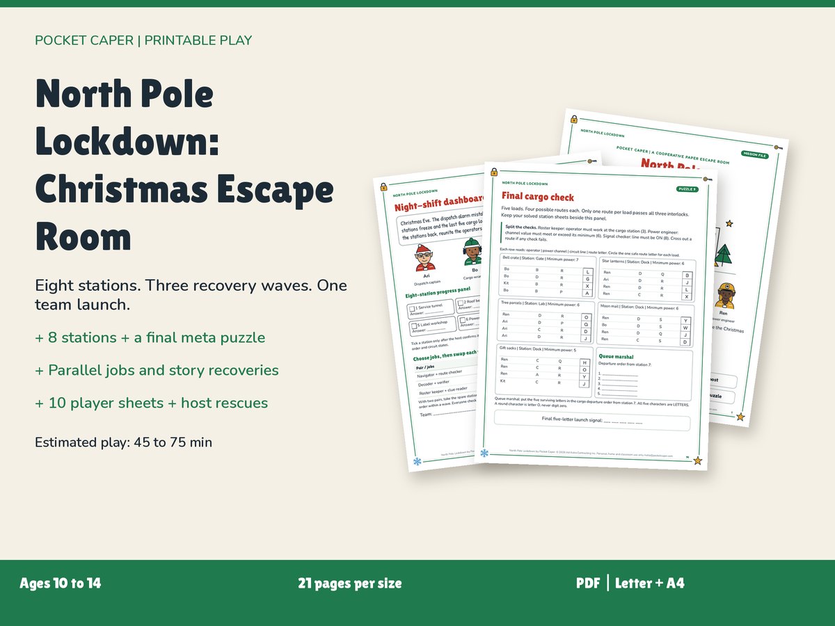 North Pole Lockdown: Christmas Escape Room: real printable pages