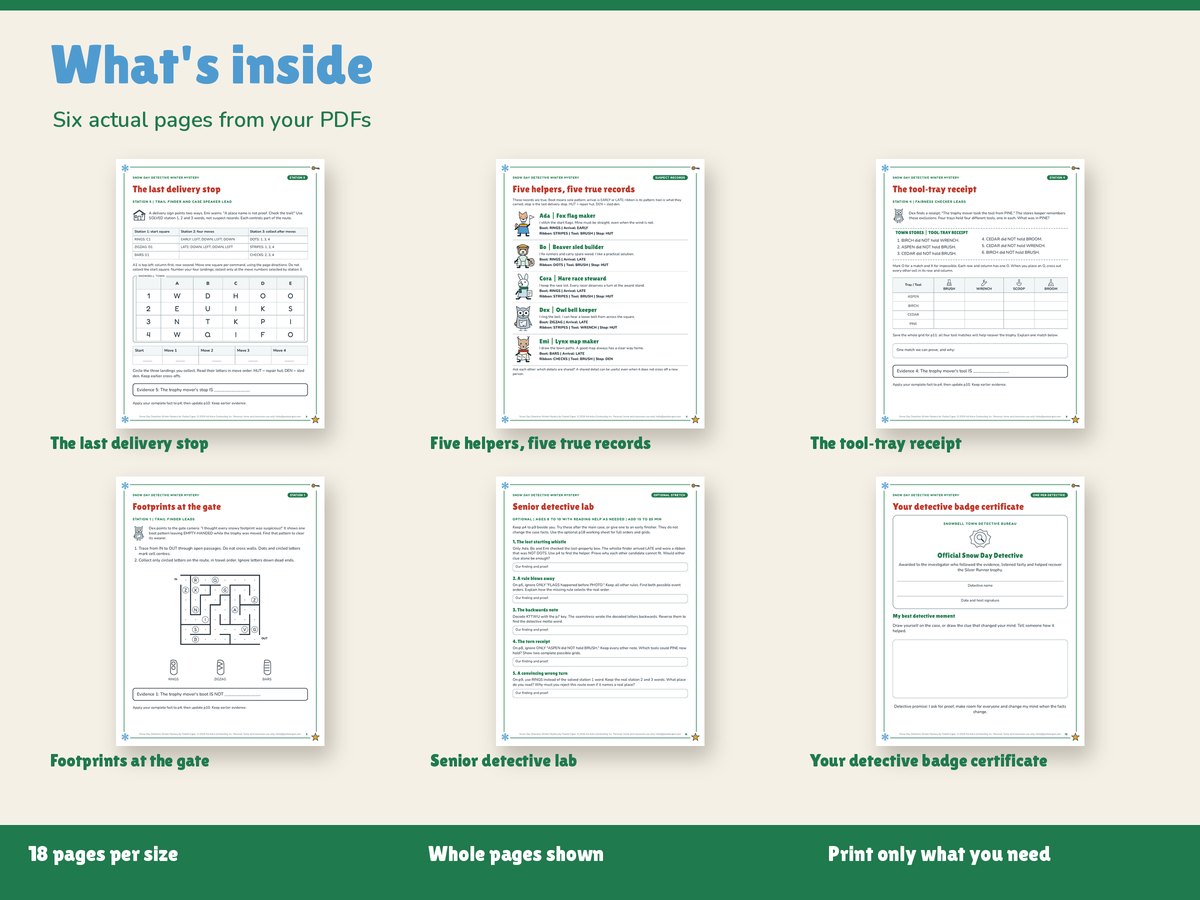 Real pages included in the kit