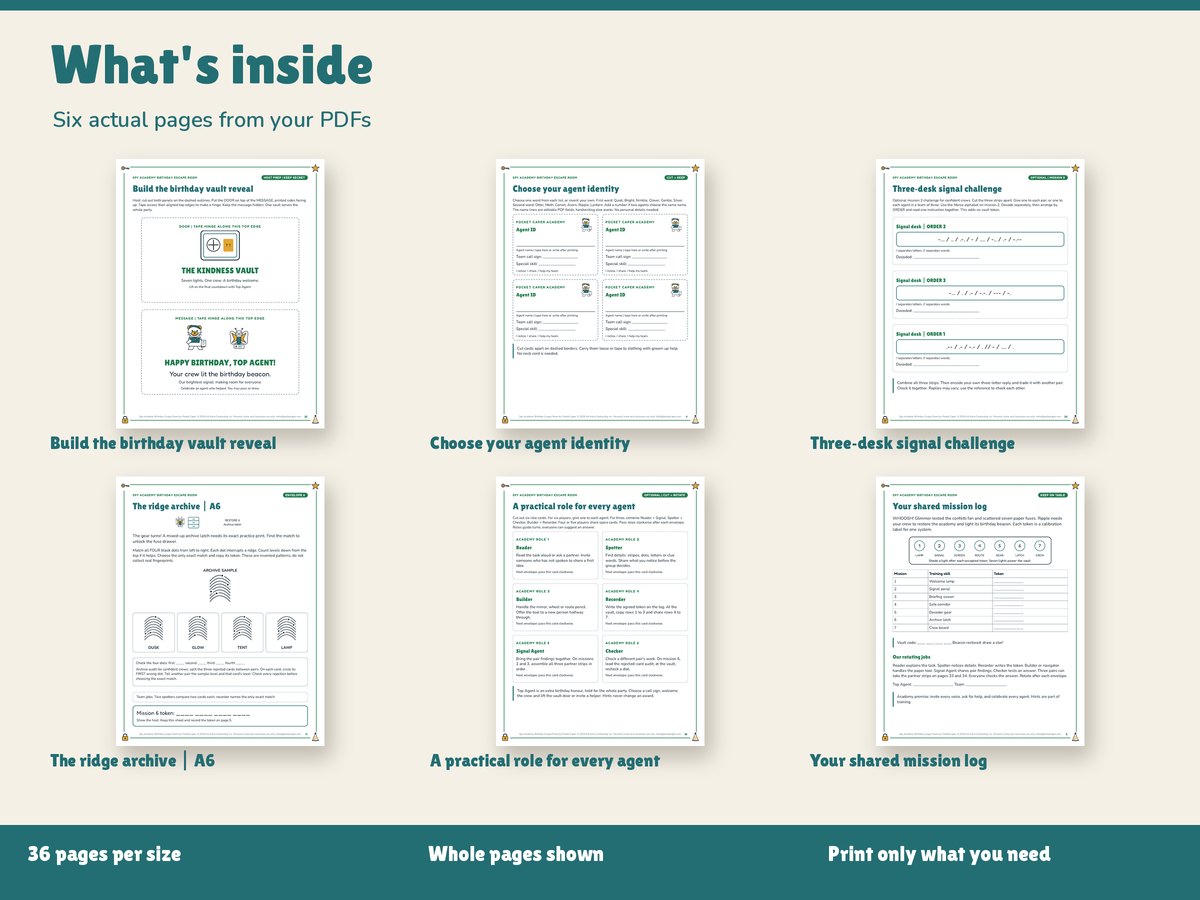 Real pages included in the kit