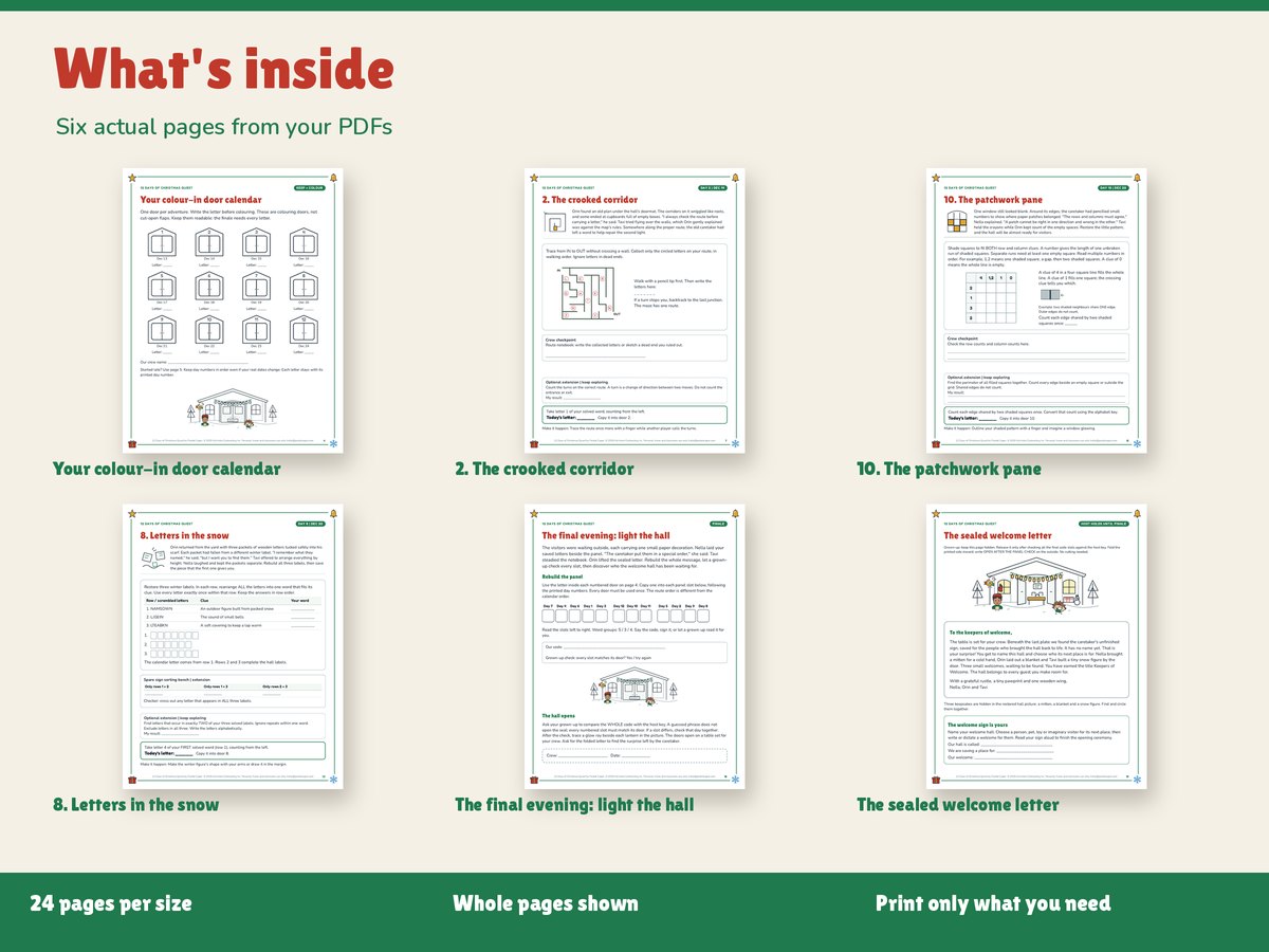 Real pages included in the kit