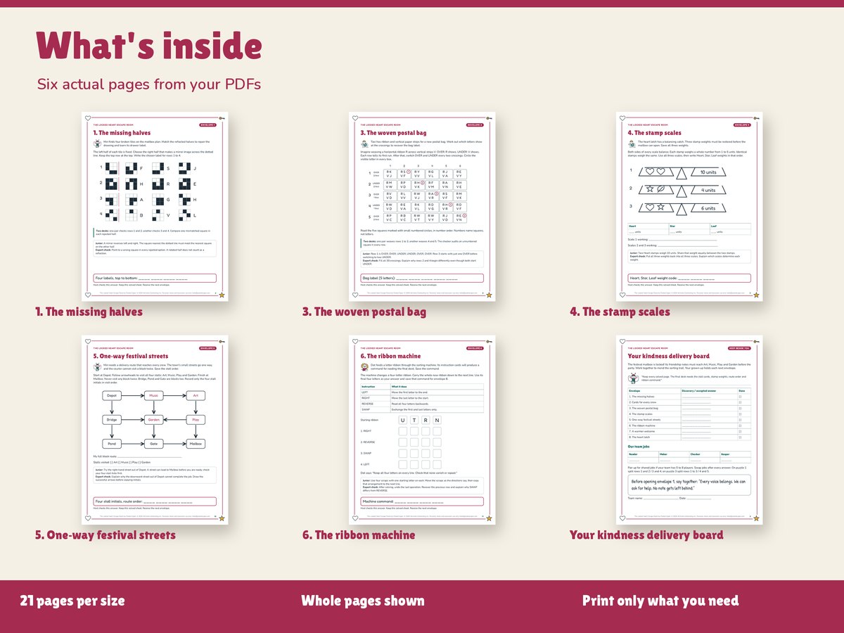 Real pages included in the kit