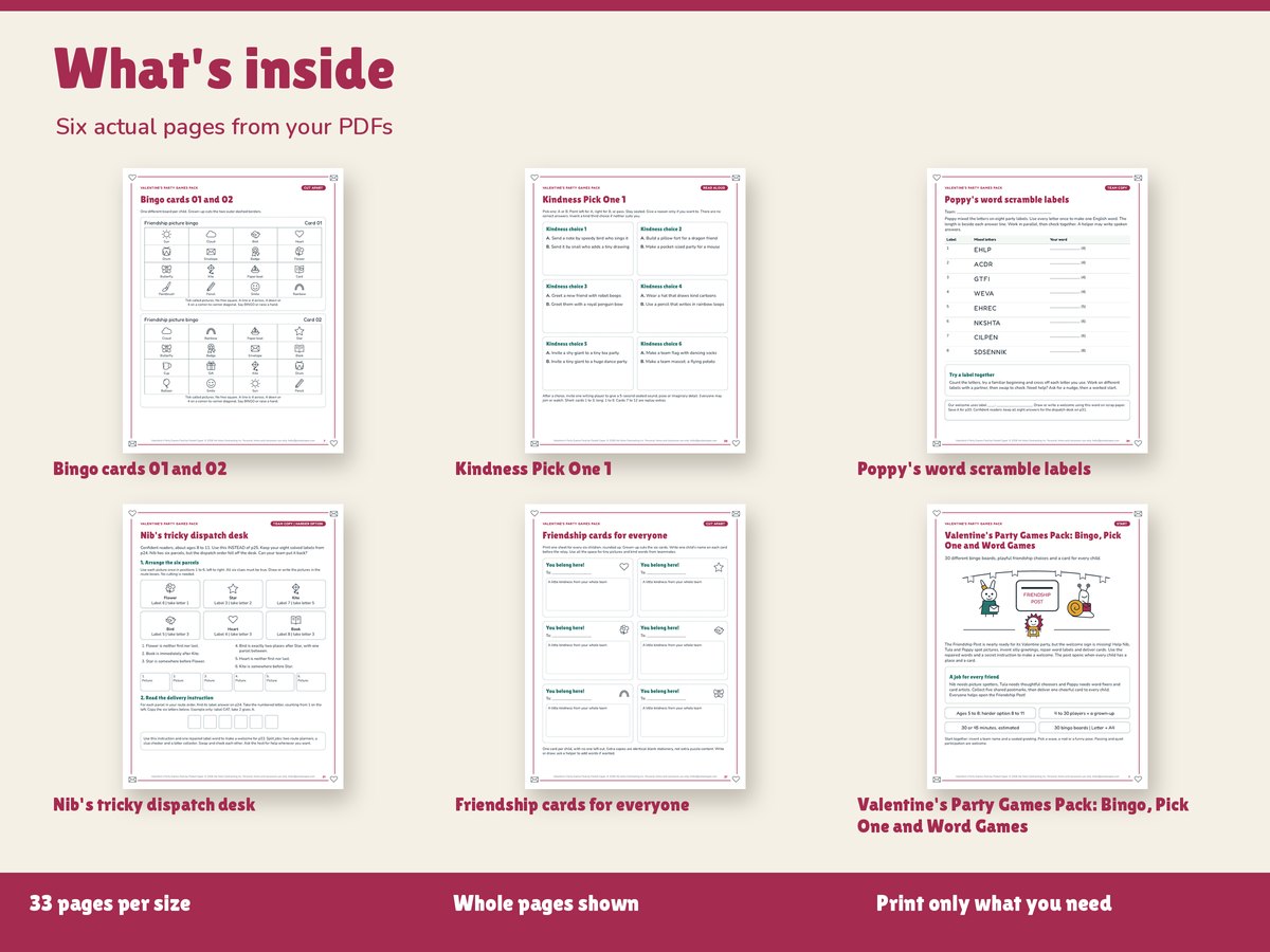 Real pages included in the kit