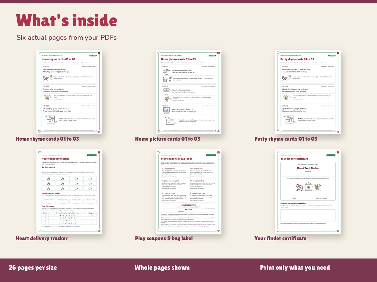 Real pages included in the kit